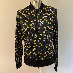 Adidas Track Jacket Floral Tulips Womens Athletic Zip Up Sz XS